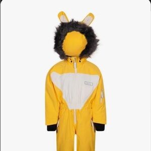 Dinoski Skiwear Kid 6Y Yellow Faux Fur Snow Cub Preppy Winter Neutral Ski Suit